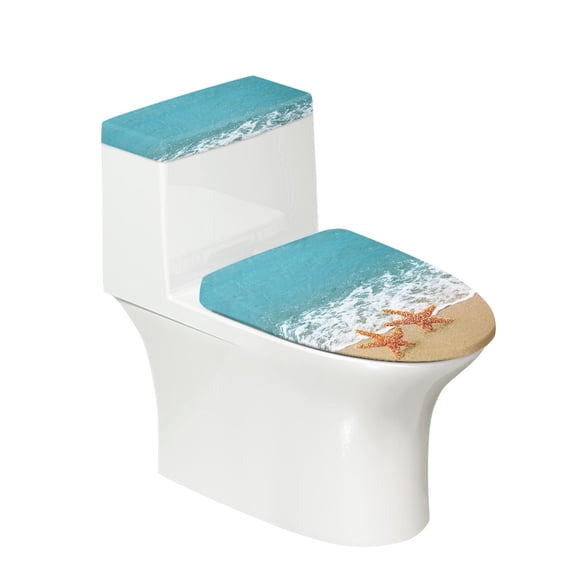 SEANATIVE Starfish Toilet Lid Cover Round Toilet Lid Dust Pad & Toilet Tank Lid Pad Toilet Dust Cover Set of 2 Toilet Lid Dust Cover & Toilet Tank Lid Cover Hotel Office Toilet Accessories