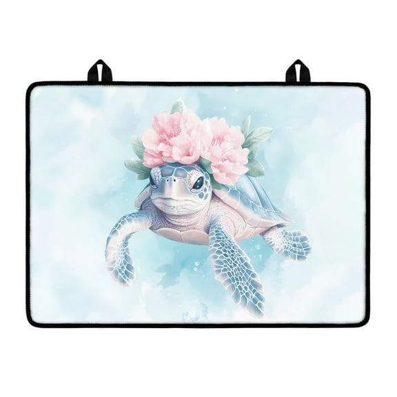 SEANATIVE Stove Cover for Electric Stove Top Induction Cooktop Cover Heat Resistant Mat Non-slip Flat Top Oven Cover Mat Foldable Stove Cover for Kitchen Decor, Flower Sea Turtle Blue