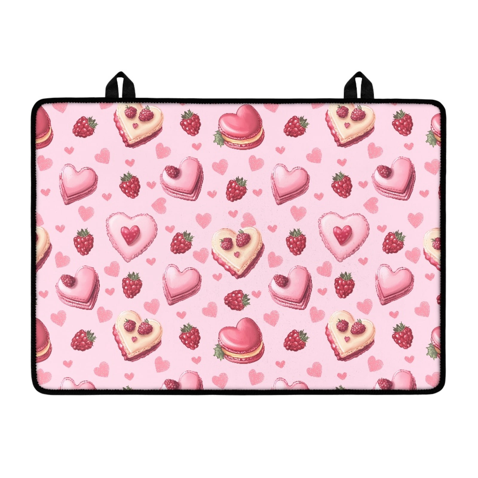 SEANATIVE Stove Top Cover for Gas Stove Foldable Ceramic Top Stove Cover Heat Resistant Glass Cooktop Cover Washer Dryer Top Mat Range Cover, Berry Love Heart Shaped Cake Pink Valentine's Day