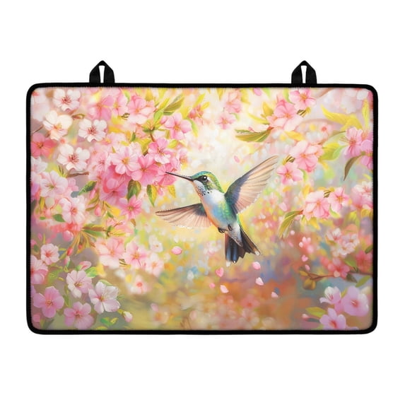 SEANATIVE Stove Top Covers for Electric Stove Foldable Cooktop Cover Flat Mats for Kitchen Counter Top Easy to Clean Electric Range Cover, Hummingbird Peach Blossom Spring Style