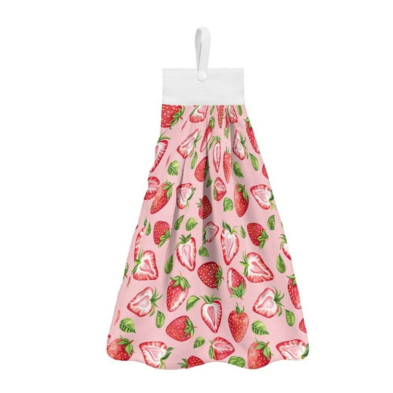 SEANATIVE Strawberry Hand Towels for Bathroom Decorative Set of 3 Highly Absorbent Hanging Hand Towels for Kitchen Absorbent Tie Towel with Loop Home Decor Soft Dish Towels