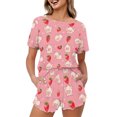 thumbnail image 1 of SEANATIVE Strawberry Pig Pajamas for Girls Pink Short Sleeve Daily Loungewear Set of 2 Cute Pajamas Top and Pants for Women Size S Comfortable Summer Sleepwear, 1 of 7