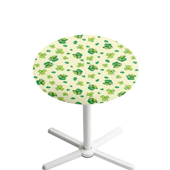 SEANATIVE Stretch Cocktail Tablecloth Table Topper Cap for Round Cocktail Tables High Top Table Covers for Bar Pub Picnic Round Table 24 Inch, Green Ladybug Clover Leaf Love St. Patrick's Day