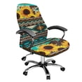 thumbnail image 1 of SEANATIVE Stretch Office Chair Slipcover Removable Computer Chair Cover Universal Rotating Desk Chair Protector Washable Dorm High Back Chair Cover, L, Tribal Sunflower Leopard Print Teal, 1 of 7