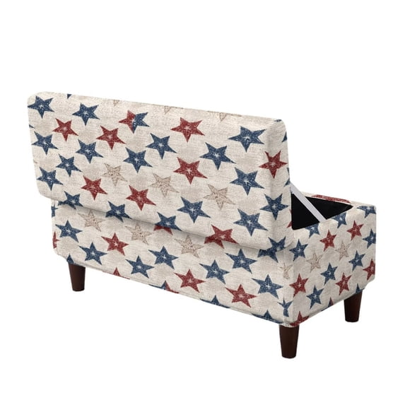 SEANATIVE Stretch Ottoman Cover Storage Ottoman Bench Covers Removable Footrest Stool Slipcover Independence Day Printed Furniture Protector for 4th of July Decor, M, Star Pattern