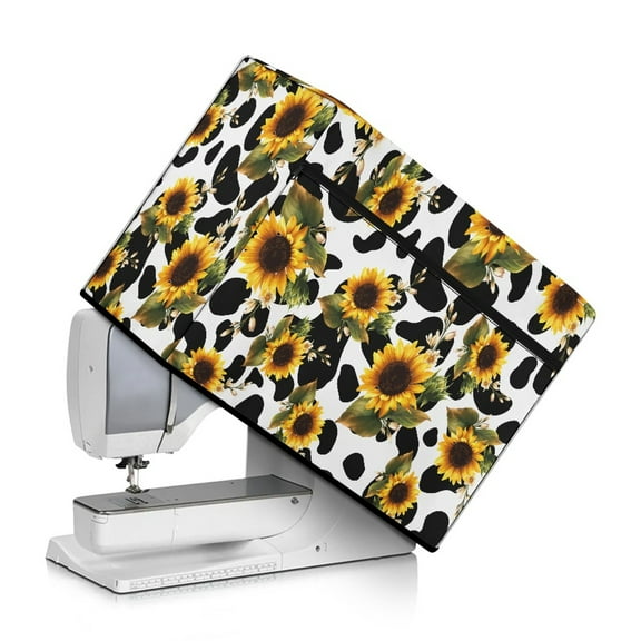 SEANATIVE Sunflowe Sewing Machine Cover with Pockets Cow Print Sewing Accessories Organizer Aesthetic Universal for Most Standard Sewing Machines Home Decoration