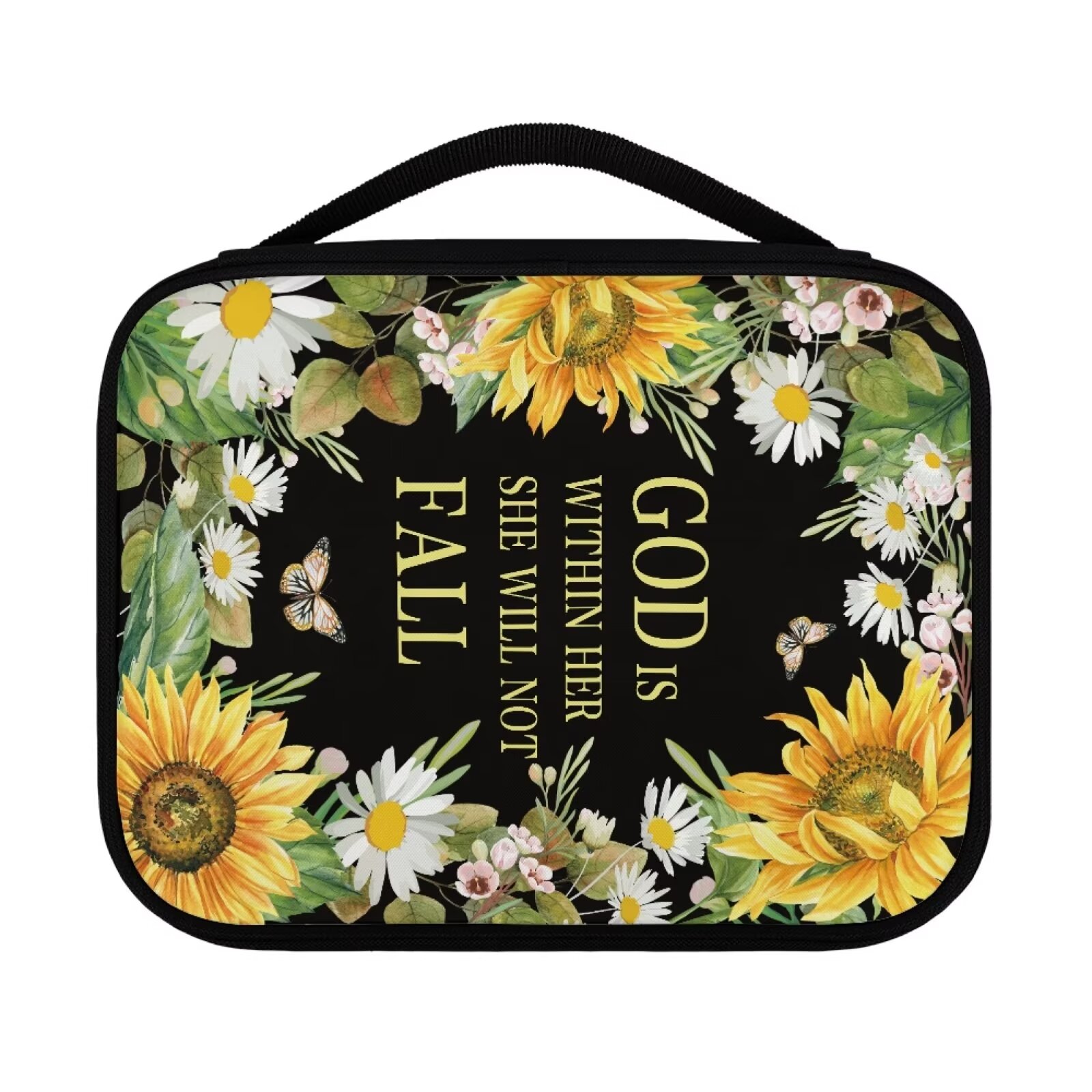 SEANATIVE Sunflower Butterfly Bible Cover Portable Bible Book Case
