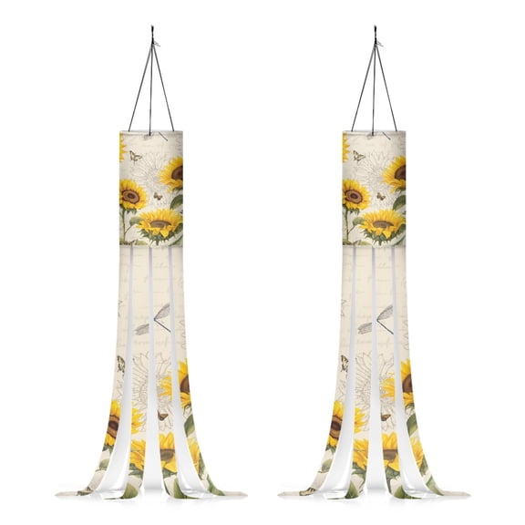 SEANATIVE Sunflower Butterfly Windsocks Hanging Windsock Autumn Decorations Dragonfly Wind Sock with Tails for Home Yard Patio Lawn Garden Decoration 2 Pack Windsock Decor