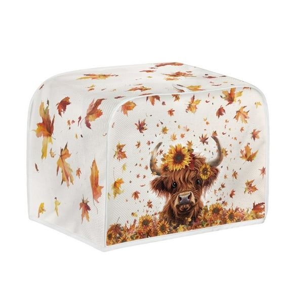 SEANATIVE Sunflower Cow 2 Slice Toaster Dust Cover Bread Toaster Oven Dustproof Cover Kitchen Bakeware Protector Thanksgiving Maple Leaf Dustproof Fingerprint Protection Gift for Women Happy Fall