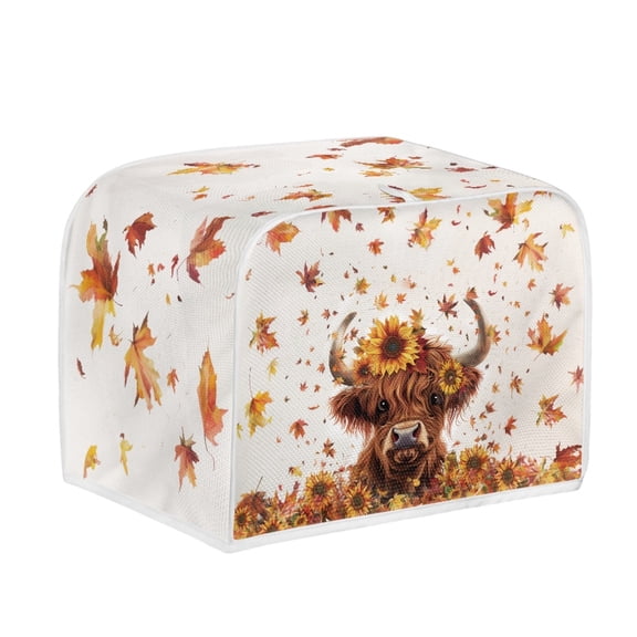 SEANATIVE Sunflower Cow 4 Slice Toaster Dust Cover Bread Toaster Oven Dustproof Cover Kitchen Bakeware Protector Thanksgiving Maple Leaf Dustproof Fingerprint Protection Gift for Women Happy Fall