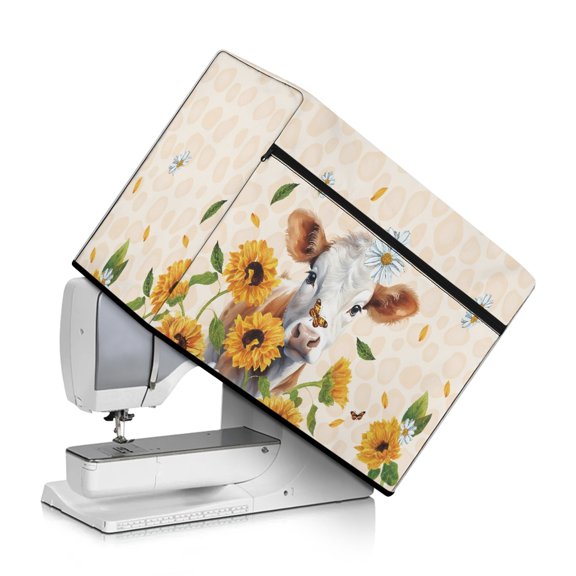 SEANATIVE Sunflower Cow Sewing Machine Dust Cover Aesthetic Protective Cover Compatible with Most Standard Sewing Machines Protection Decor Accessories Cover
