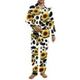 thumbnail image 1 of SEANATIVE Sunflower Long Sleeve Pajamas for Men Cow Print Mens Button Up Pajamas Tops and Pants Set Size 4XL Sleepwear Pj Set of 2 Soft Daily Loungewear Jogger Outfits, 1 of 6