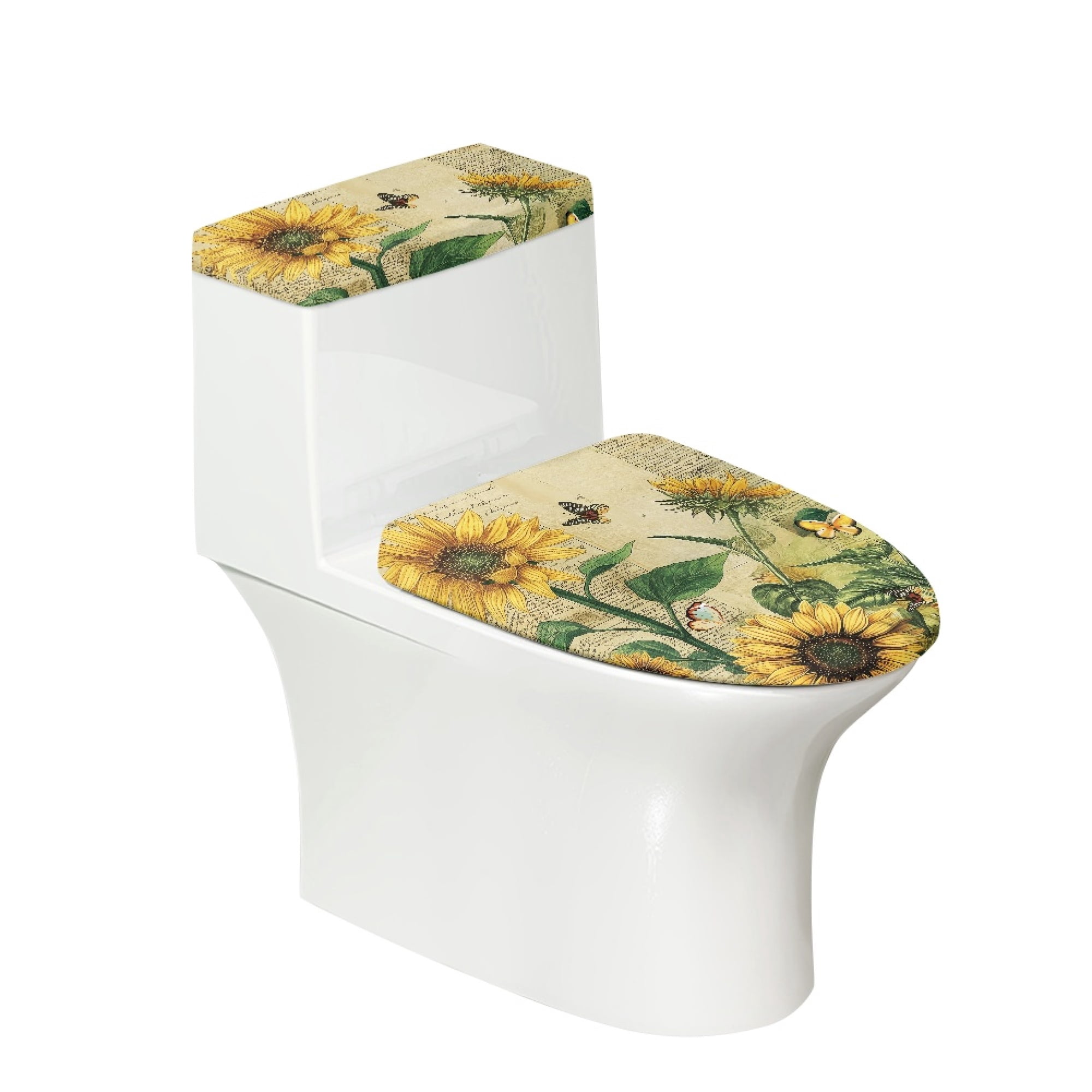 SEANATIVE Sunflower Toilet Lid Cover Set of 2 Butterfly Toilet Lid Dust ...