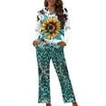 thumbnail image 1 of SEANATIVE Sunflowewr Womens Button Down Pajama Sets Leopard Print Loungewear Pjs Set Plus Size XL Sleeping Suits Long Sleeve Night Shirts for Women Sleepwear with Pockets 2 Piece, 1 of 7