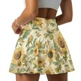 thumbnail image 1 of SEANATIVE Tennis Skirts for Women with 2 Inner Pockets Pleated Gym Workout Skort Built-in Shorts High Waisted Running Training Skort Activewear, M, Sunflower Retro Beige, 1 of 7