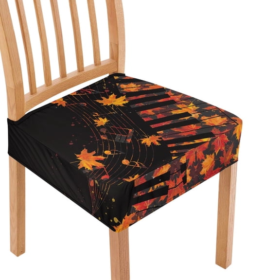 SEANATIVE Thanksgiving Chair Covers Set of 2 Fall Chair Seat Covers for Dining Chairs Maple Leaves Chair Slipcover Cover with Elastic Bottom Music Note Furniture Protector Covers Decor
