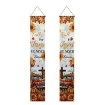 SEANATIVE Thanksgiving Pumpkin Porch Banner Fall Maple Leaf Front Porch Sign Hanging Flag Banner for Outside Yard Garden Home Decoration Party Supplies 2 Piece