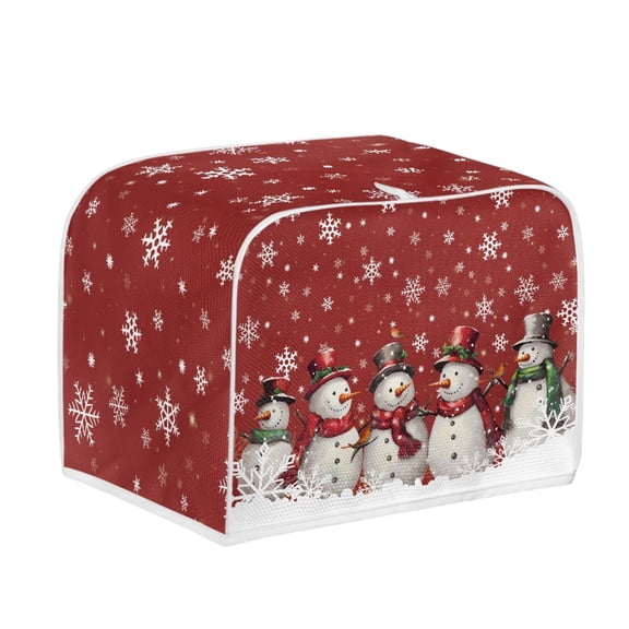 SEANATIVE Toaster Covers Anti-Fingerpring Decorative Bread Toaster Cover Dustproof Bakeware Protector Compatible with Most 4-Slice Toasters, Christmas Snowman Family