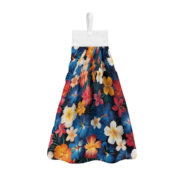 SEANATIVE Tropical Flower Hand Towels for Bathroom 2 Pack Kitchen Hanging Hand Towels Absorbent Hand Towel with Button Loop Breathable Fingertip Towel Home Decor Accessories