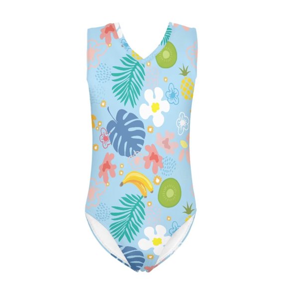 SEANATIVE Tropical Fruit Kids Swimwear One Piece Quick Dry Beach Tank Top Activewear Size 13-14 Y Elastic Palm Leaf Kids Swimsuit Cover Up Girls