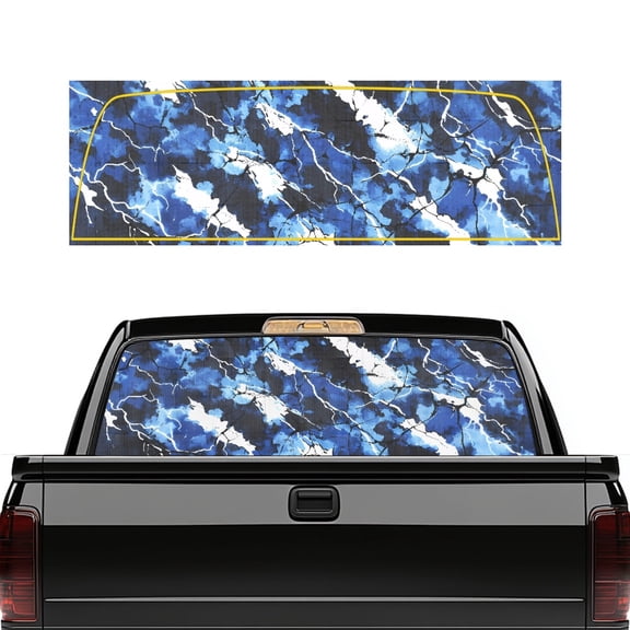SEANATIVE Truck Back Window Decal 66.9 x 22.4 Inch See Through Perforated Vinyl Film Wrap Sticker Waterproof Sun Block Full Window Tint Coverage Decals for Car, Blue Camo Pattern
