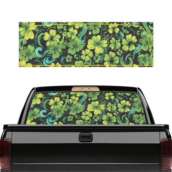 SEANATIVE Truck Back Window Decal 66.9 x 22.4 Inch St. Patrick's Day Decor Vinyl Film Wrap Sticker Waterproof Sun Block Full Window Tint Coverage Decals for Car, Shamrock Leaf Green