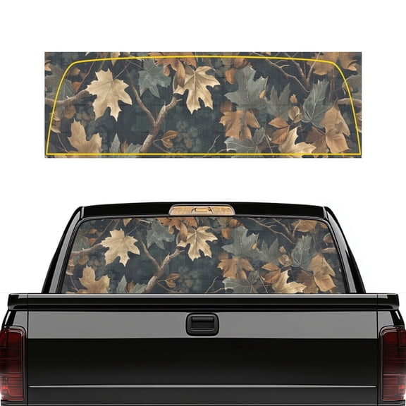 SEANATIVE Truck Rear Window Decal 66.9" x 22.4" Back Window Graphic Decal for Trucks Pickup SUV Perforated Vinyl Graphic Stickers Universal Fit Car Decorations, Camo Hunting Forest Leaf
