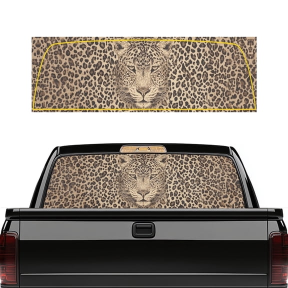 SEANATIVE Truck Rear Window Decal 66.9" x 22.4" Easy to Install Car Decor Universal Fit One-Way Vision Privacy Protection Graphic Decal for Pickup Truck SUV Back Window, Leopard Pattern