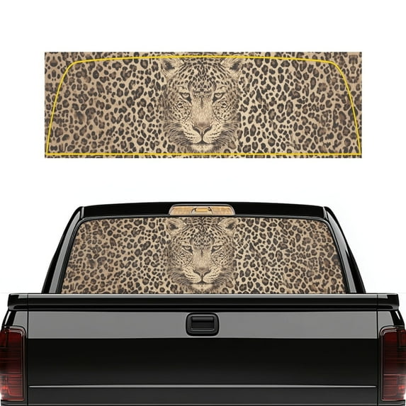 SEANATIVE Truck Rear Window Decal 66.9" x 22.4" Easy to Install Car Decor Universal Fit One-Way Vision Privacy Protection Graphic Decal for Pickup Truck SUV Back Window, Leopard Pattern