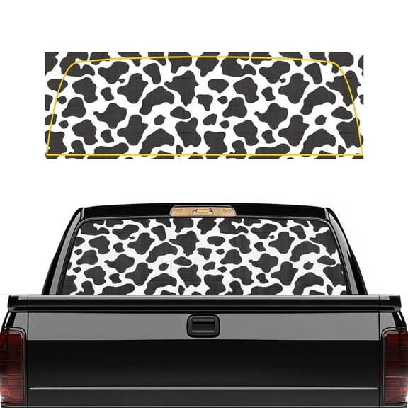 SEANATIVE Truck Rear Window Decal Perforated One Way See Through Rear Window Graphic Privacy Protection Universal Vehicle Decals for Pickup Truck Car Decor, Cow Print Black White