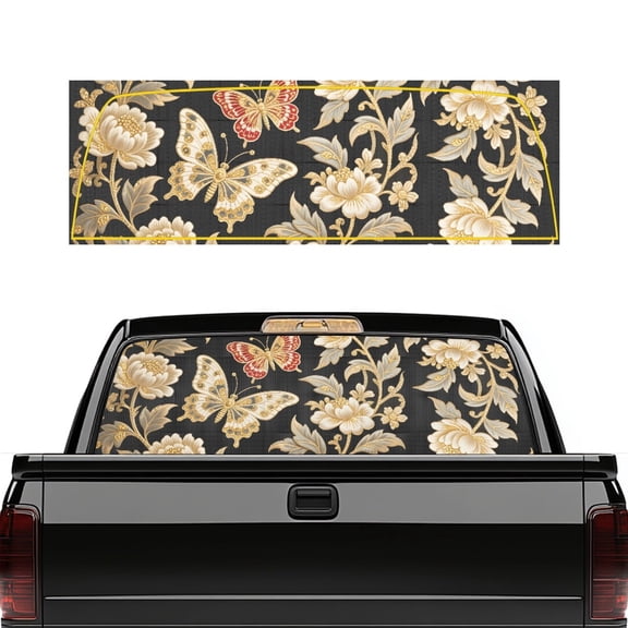 SEANATIVE Truck Rear Window Decal Waterproof UV Protection Automotive Decals for Truck SUV Pickup Back Window Decor, 66.9 x 22.4 Inches, Car Exterior Accessories, Butterfly Floral