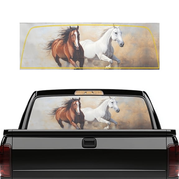 SEANATIVE Truck Rear Window Graphic Decal Printed Full Coverage Graphic Sticker Auto Rear Window Film for Pickups Trucks (66.9 x 22.4 Inch), Easy to Install, Horse Animal Pattern
