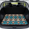 thumbnail image 1 of SEANATIVE Trunk Protection Cargo Liner Car Trunk Mats Wear-Resistant Universal Cargo Liner SUV Cargo Mats Rear Trunk Floor Mat Car Interior Decorations, Tribal Geometric Print Teal Beige, 1 of 4
