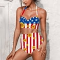 thumbnail image 1 of SEANATIVE Two-Piece Womens Swimsuit Bikini Size 2XL Elastic Halter Swimwear 4 of July Sunflower American Flag Monokini Bathing Suits for Women, 1 of 5