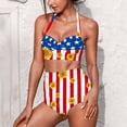 thumbnail image 1 of SEANATIVE Two-Piece Womens Swimsuit Bikini Size XL Elastic Halter Swimwear 4 of July Sunflower American Flag Monokini Bathing Suits for Women, 1 of 5
