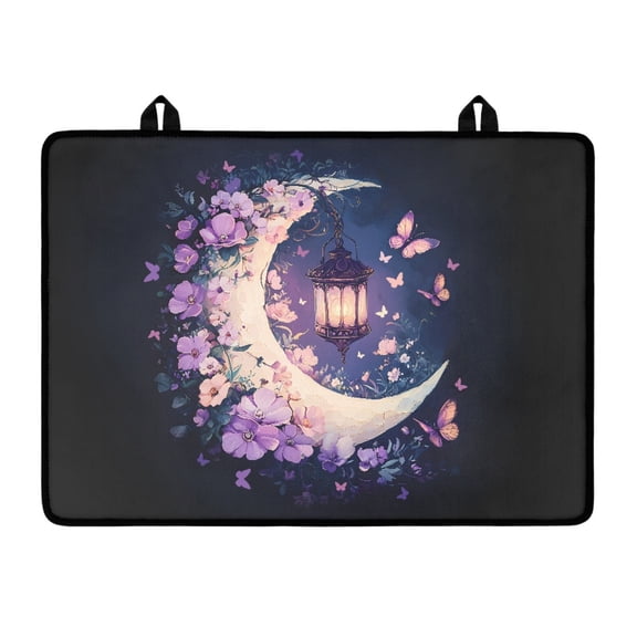 SEANATIVE Universal Electric Stove Top Cover Heat-Resistant Cooktop Mat Protector Non-Slip Glass Stove Mat Foldable Dish Drying Mat with Hanging Loops for Kitchen, Lantern Butterfly Moon Flower