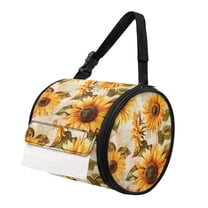 SEANATIVE Vintage Sunflower Hanging Toilet Paper Holder for Home Office Washable Round Paper Towel Bag Tissue Box Cover Household Accessories Car Paper Organizer Dispenser