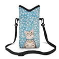 thumbnail image 1 of SEANATIVE Waterproof Crossbody Bag Phone Bag Women Men Cell Phone Purse Shoulder Bag Mini Wallet Shoulder Bag Small Satchel with Removable Adjustable Strap, Cat with Bell Collar Floral Blue, 1 of 7