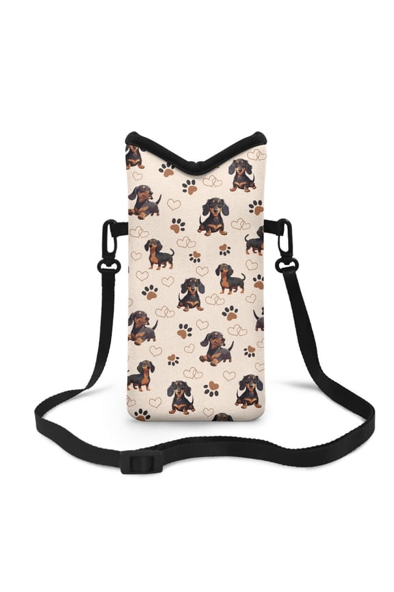 Waterproof Phone Pouch Case Crossbody Cellphone Bag with Shoulder Strap Small Satchel Pouch Mini Travel Bag for TCL 40XL, 40XE, 20XE, A30, Cute Dachshund Dog Love