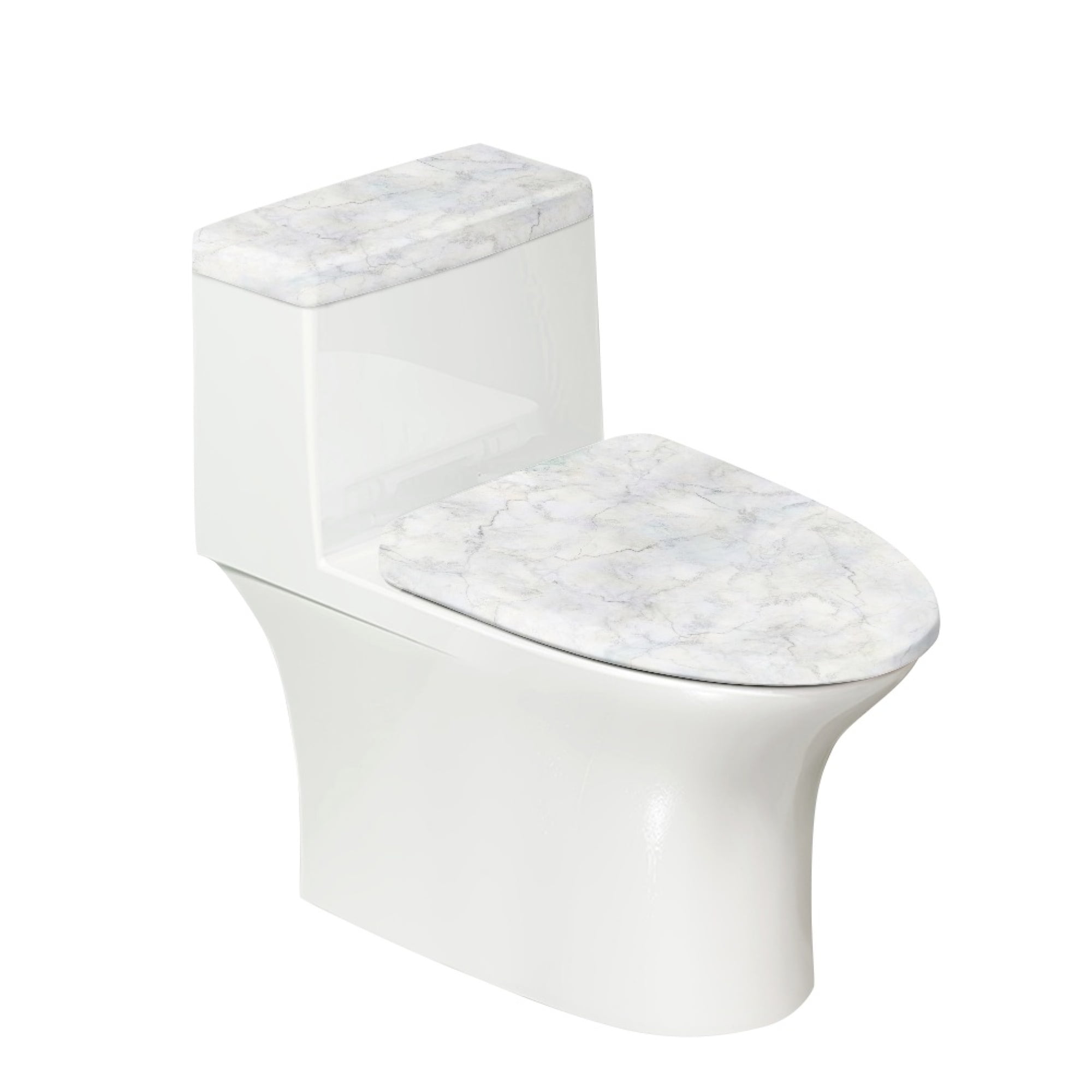 SEANATIVE White Marble Stripes Toilet Seat Covers for Bathroom 2 PCS Breathable Toilet Lid Cover and Toilet Tank Cover Polyester Fabric Universal for Most Toilet Bowl Lids