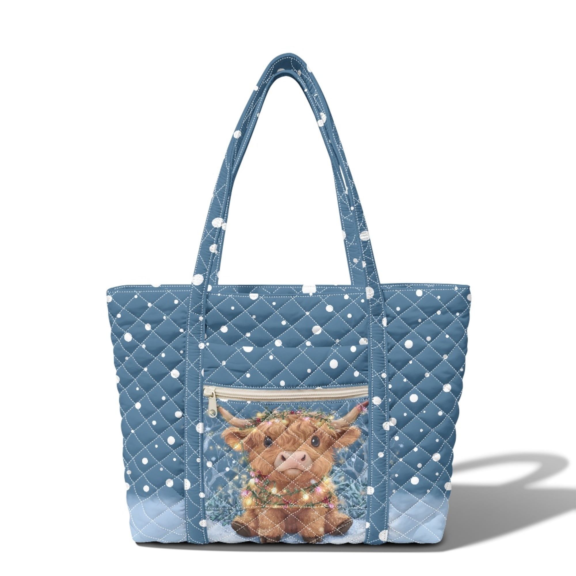 SEANATIVE Winter Highland Cow Print Large Capacity Ladies' Quilted ...