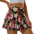 thumbnail image 1 of SEANATIVE Women Tennis Skort with 2 Inner Pockets Built-in Shorts Pleated Mini Skirts Lightweight Stretchy Breathable Golf Pickleball Running Skort, L, Tropical Hibiscus Flower Leaf, 1 of 7