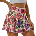 thumbnail image 1 of SEANATIVE Women Tennis Skort with 2 Inner Pockets Built-in Shorts Pleated Mini Skirts Lightweight Stretchy Breathable Golf Pickleball Running Skort, XL, Anemone Flower Violet Red, 1 of 7