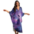 thumbnail image 1 of SEANATIVE Women's Caftan Beach Cover Up Kaftan Dress Plus Size Kaftan Loungewear Maxi Dress Lightweight Flowey Kaftan Swimsuit Coverup for Summer Beach Pool Party, Black Cat Galaxy Pattern Violet, 1 of 7