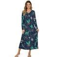 thumbnail image 1 of SEANATIVE Women's Christmas Nightdress Button Front Nightgown Long Sleeve Pajama Dress Soft Cozy Full-Length Night Gown Lounging Dress Nightwear Loose Housecoat, M, Holly Leaf Snowflake, 1 of 7