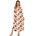 thumbnail image 1 of SEANATIVE Women's Housecoat Soft Cozy Sleepshirt Button Front Nightshirt Long Sleeve Indoor Home Bedroom Dress Long Length Sleepwear, S, Poinsettia Floral Snowflake Star, 1 of 7