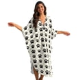 thumbnail image 1 of SEANATIVE Women's Long Kaftan Maxi Caftan Dress Beachwear Bathing Suit Cover Up V-neck Batwing Sleeve Side Slits Kaftan Maxi Dresses for Beach Travel Casual, Paw Pattern Cream White, 1 of 7
