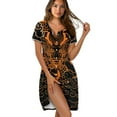 thumbnail image 1 of SEANATIVE Women's Short Sleeve Nightgown Nightdress Button Down Nightgown Chic Housewear Sleep Wear Summer House Robe Lightweight Housewear Sleepshirts, S, Chinese Dragon Print Black, 1 of 7