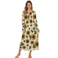 thumbnail image 1 of SEANATIVE Women's Soft Sleep Dress Cozy Long Sleeve Nightgown Button Front Sleep Shirt Full-Length Bedroom Loose Loungewear House Coat, XL, Sunflower Paw Retro, 1 of 7