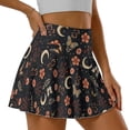 thumbnail image 1 of SEANATIVE Womens Mini Skort Tennis Skirt with Pockets Athletic Skort Built-in Shorts Soft Comfortable Stylish Pleated Active Skirts for Golf Pickleball Workout Running, L, Flower Moon Black, 1 of 7
